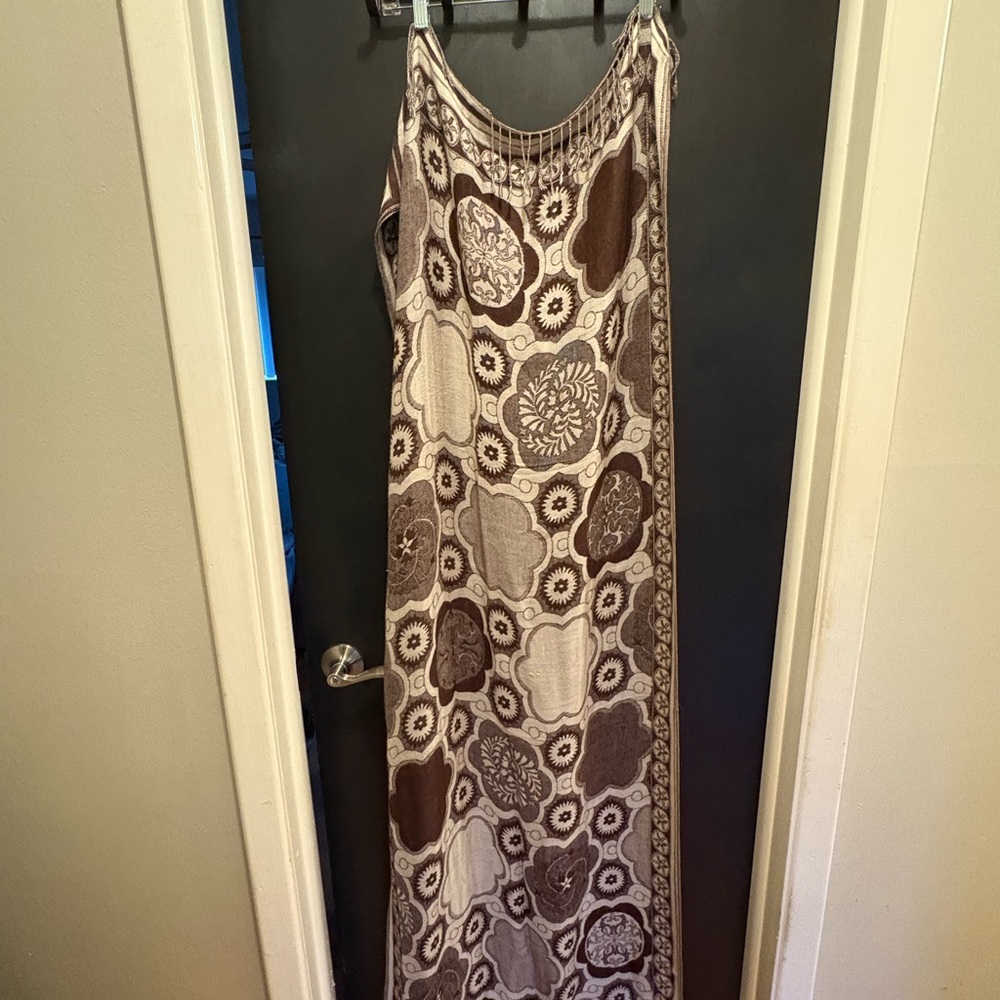 100% Pashmina Scarf Wrap Shawl - About 26.5” X 74” - Brown/Tan/Cream Swirl